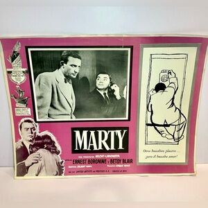 Vintage MARTY (1955) Original Mexican Lobby Card Ernest Borgnine Betsy Blair